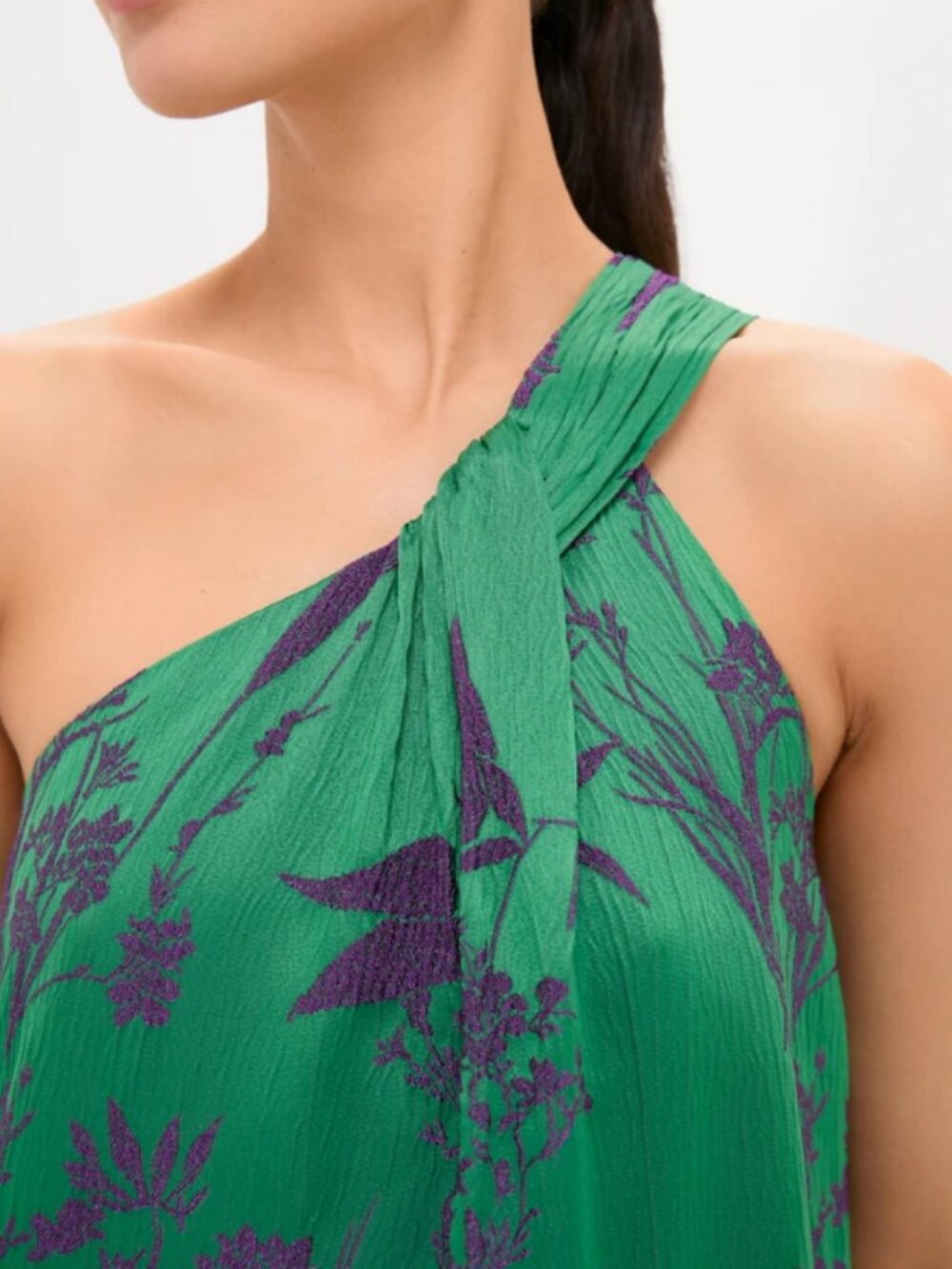 NWT Tuckernuck Pomander Place Emerald Jacquard Soleil Gown One Shoulder Sz 10 - Picture 4 of 4